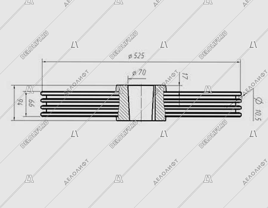 Канатоведущий шкив (КВШ), 525х3х10,5, d - 70мм