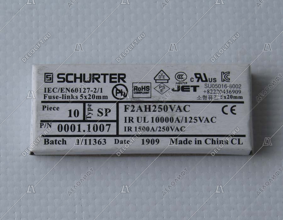 Предохранитель плавкий, SCHURTER, 220V, 2А