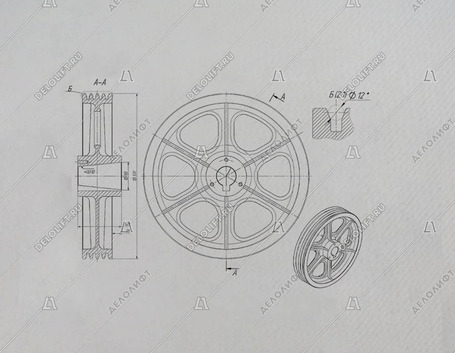 Канатоведущий шкив (КВШ), 525х4х12