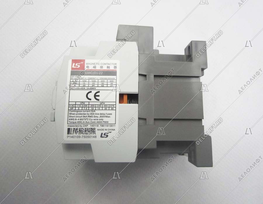 Контактор, GMC-22, 11кВт, 22A, 24VAC, 3 фазы, 3НО, дополнительные контакты 1НО+1НЗ