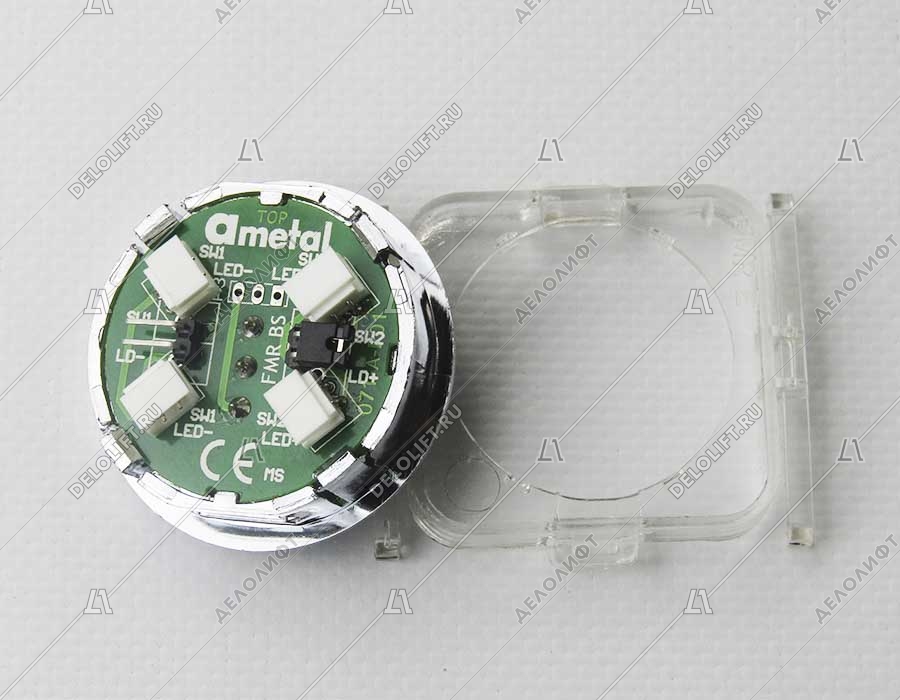 Кнопка приказа, круглая, "6" FMR BS, красная подсветка, с брайлем