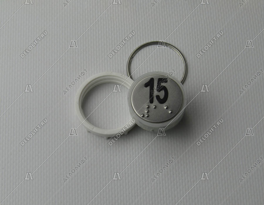 Кнопка вызова/приказа, Venus, 15 этаж, с кодом Брайля, красная подсветка (разъем MLK)