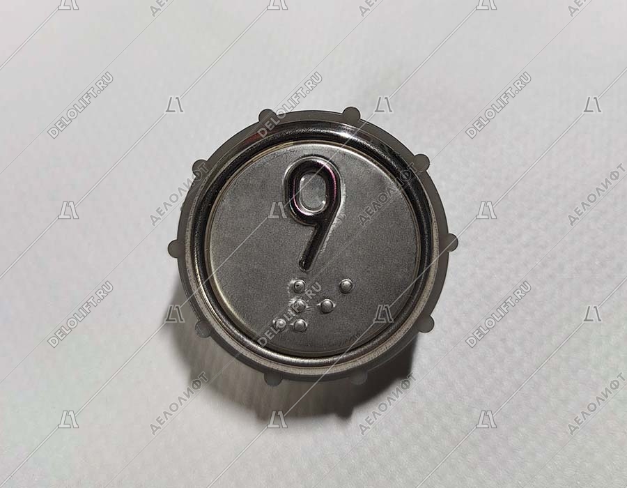 Кнопка вызова/приказа, ВКЛ13А-7-4П, 9 этаж, с Брайлем, красная индикация