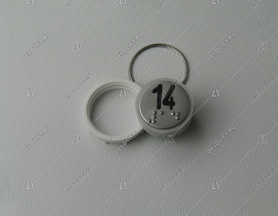 Кнопка вызова/приказа, Venus, 14 этаж, с кодом Брайля, красная подсветка (разъем MLK)