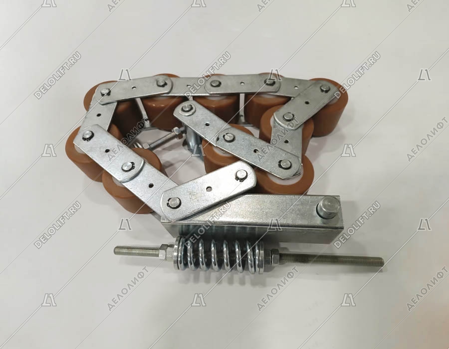 Прижимная цепь поручня, 506 NCE, 10 роликов, шаг - 70 мм, с кронштейном и пружиной