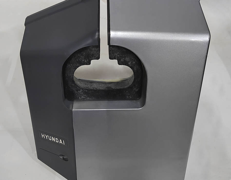 Фронтальная панель устья поручня, пластиковая, с устьем, с вырезом для индикатора, левая