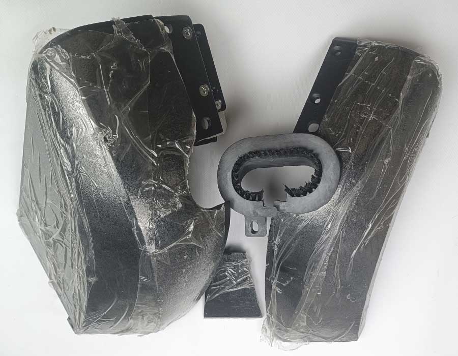 Фронтальная панель устья поручня, правая, металлическая