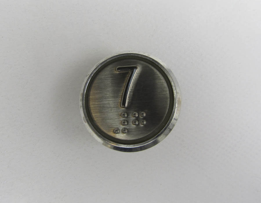 Кнопка вызова/приказа, К1-07-К, 7 этаж, с кодом Брайля, красная подсветка, ELM