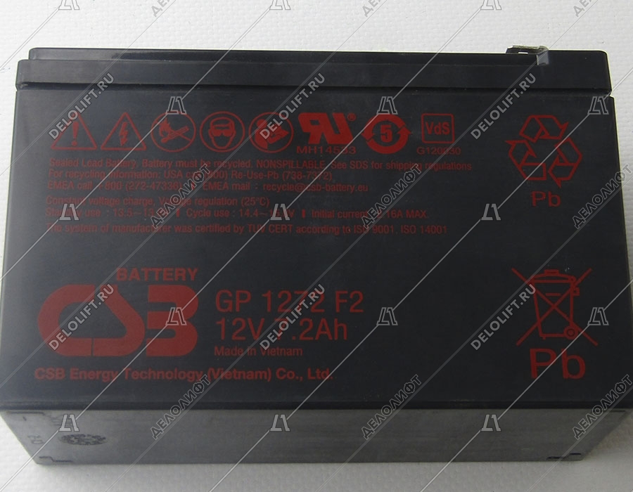 Аккумулятор, GP 1272 F2, CSB, 12В, 7,2Ач