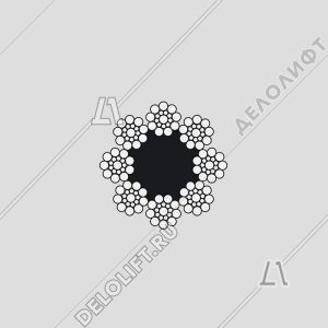 Канат/трос тяговый, d - 8 мм, DIN 3062, 8х19S-FC, FE-bk-1570(1370/1770), 29,4кН, стальной, оцинкованный