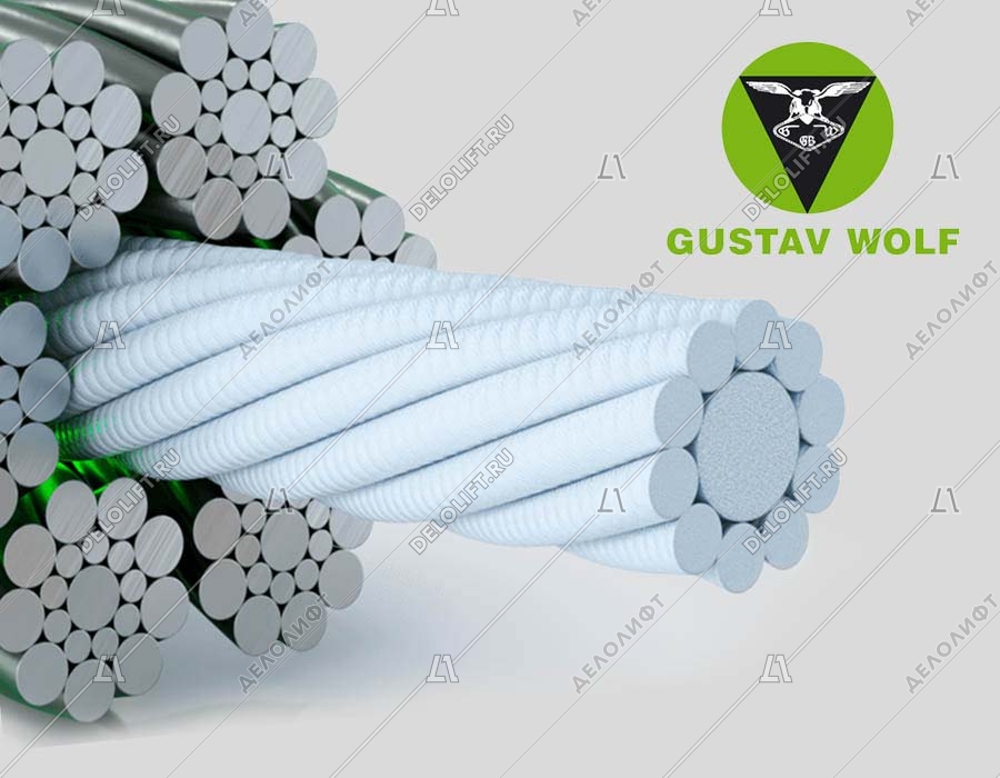 Канат/трос тяговый, d - 6 мм, DIN 3060, 6x19S-FC, FE-bk-1770, 19,6кН, стальной, для ограничителя скорости