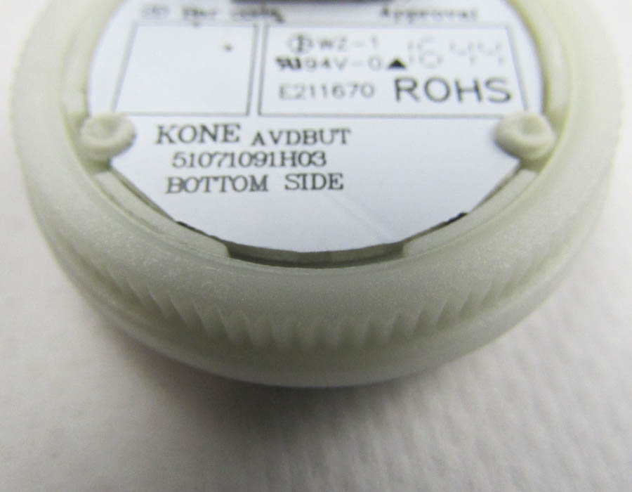 Кнопка вызова/приказа, AVDBUT, стрелка вниз, круглая, серебристая поверхность, красная подсветка, утопленный символ