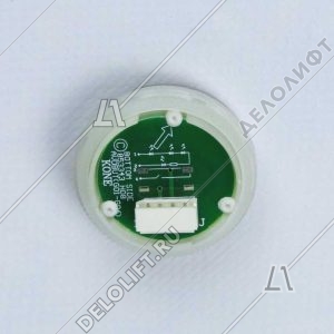 Кнопка приказа, круглая, серебристая поверхность,  AVDBUT, этаж 3, красная подсветка