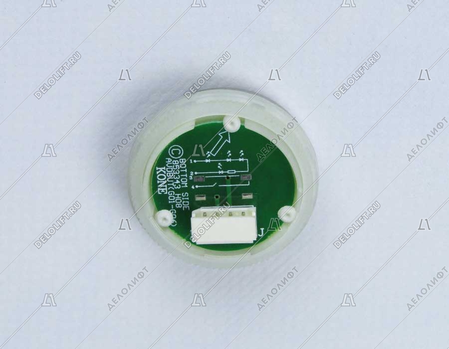 Кнопка приказа, круглая, серебристая поверхность, AVDBUT, этаж 3, красная подсветка