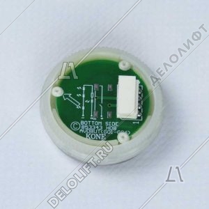 Кнопка приказа, круглая, серебристая поверхность,  AVDBUT, этаж 4, красная подсветка