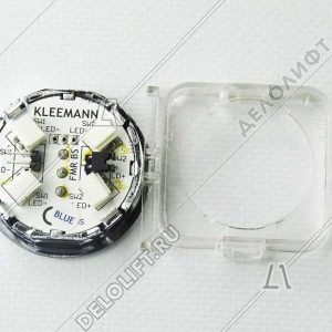 Кнопка приказа, круглая, "6" FMR BS, синяя подсветка, с брайлем