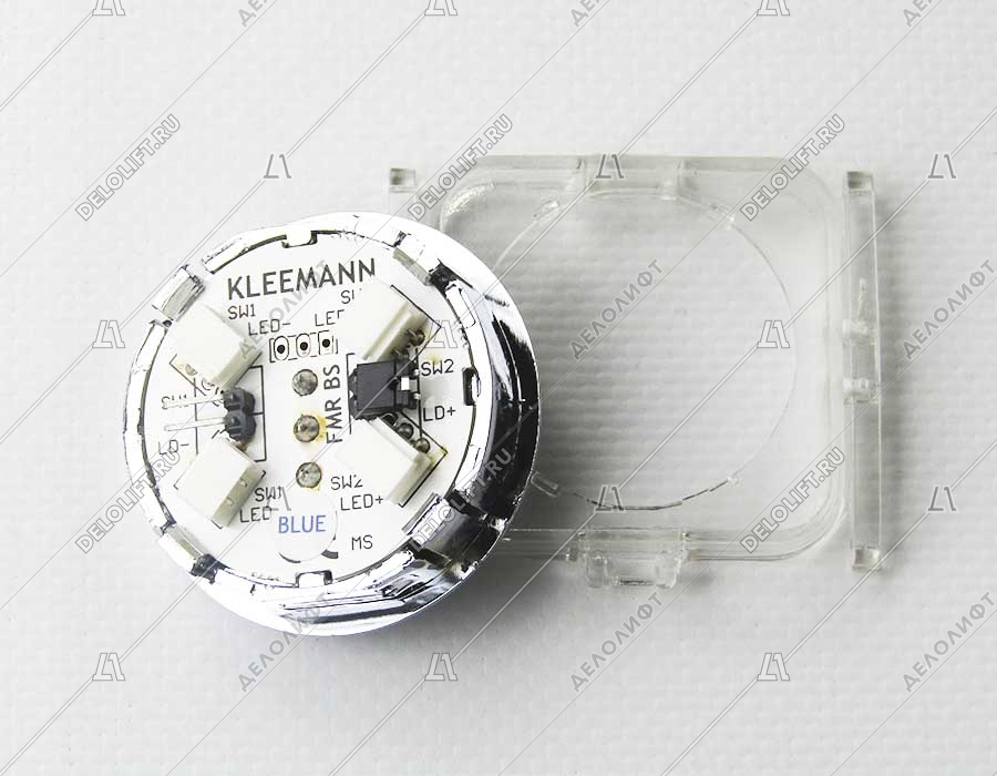 Кнопка приказа, круглая, "7" FMR BS, синяя подсветка, с брайлем