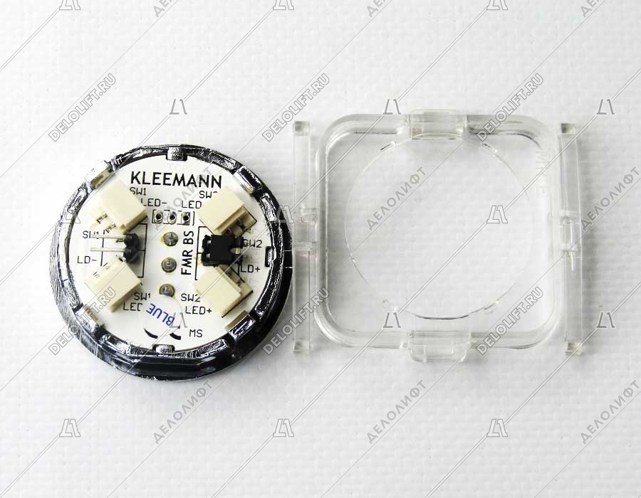 Кнопка приказа, круглая, "7" FMR BS, синяя подсветка, с брайлем