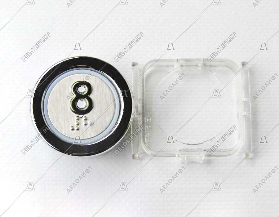 Кнопка приказа, круглая, "8" FMR BS, красная подсветка, с брайлем