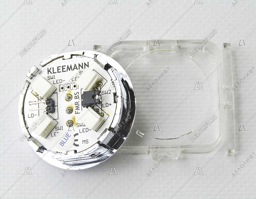 Кнопка приказа, круглая, "8" FMR BS, синяя подсветка, с брайлем