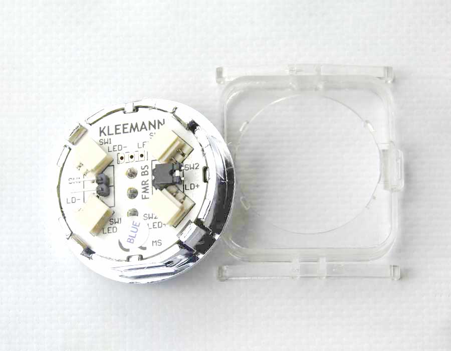 Кнопка приказа, круглая, "2" FMR BS синяя подсветка, с брайлем