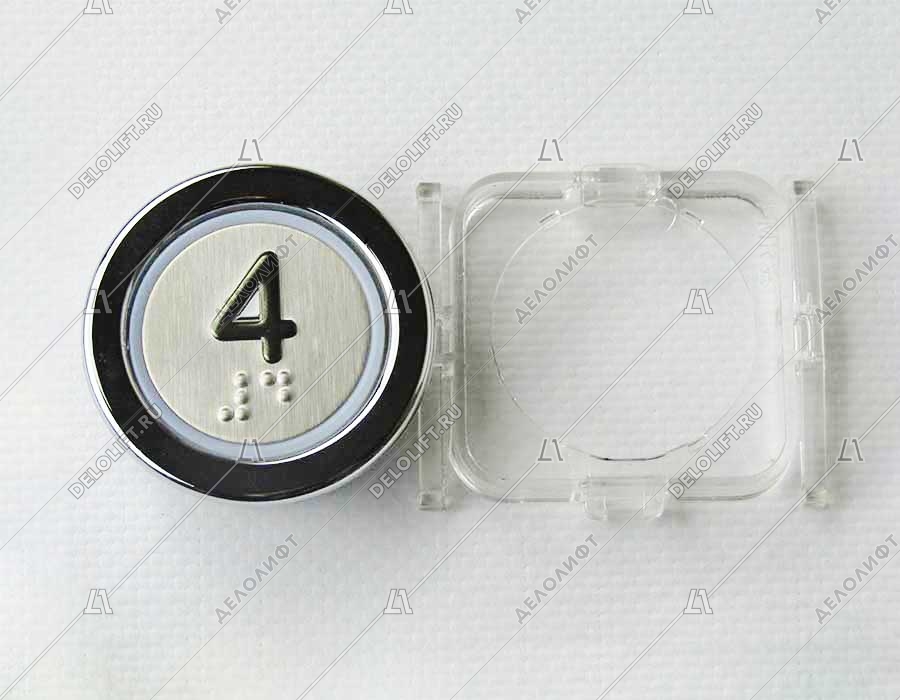 Кнопка приказа, круглая, "4" FMR BS красная подсветка, с брайлем