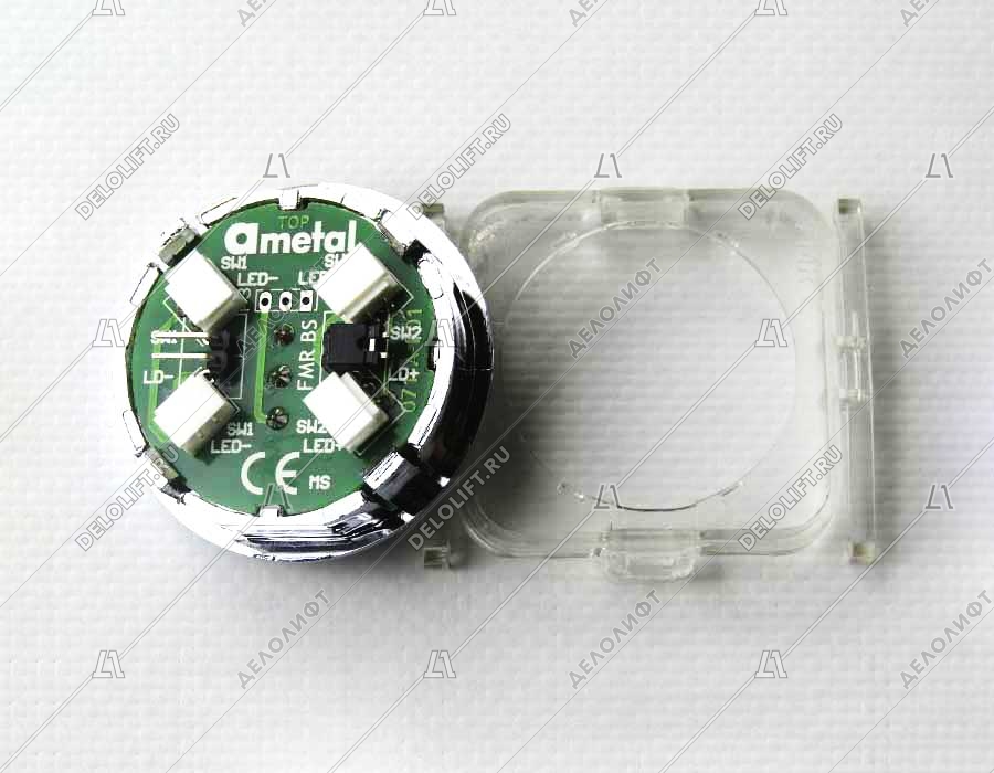 Кнопка приказа, круглая, "13" FMR BS, красная подсветка, с брайлем