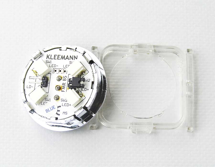 Кнопка приказа, круглая, "13" FMR BS, синяя подсветка, с брайлем