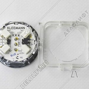 Кнопка приказа, круглая, "16" FMR BS, синяя подсветка, с брайлем