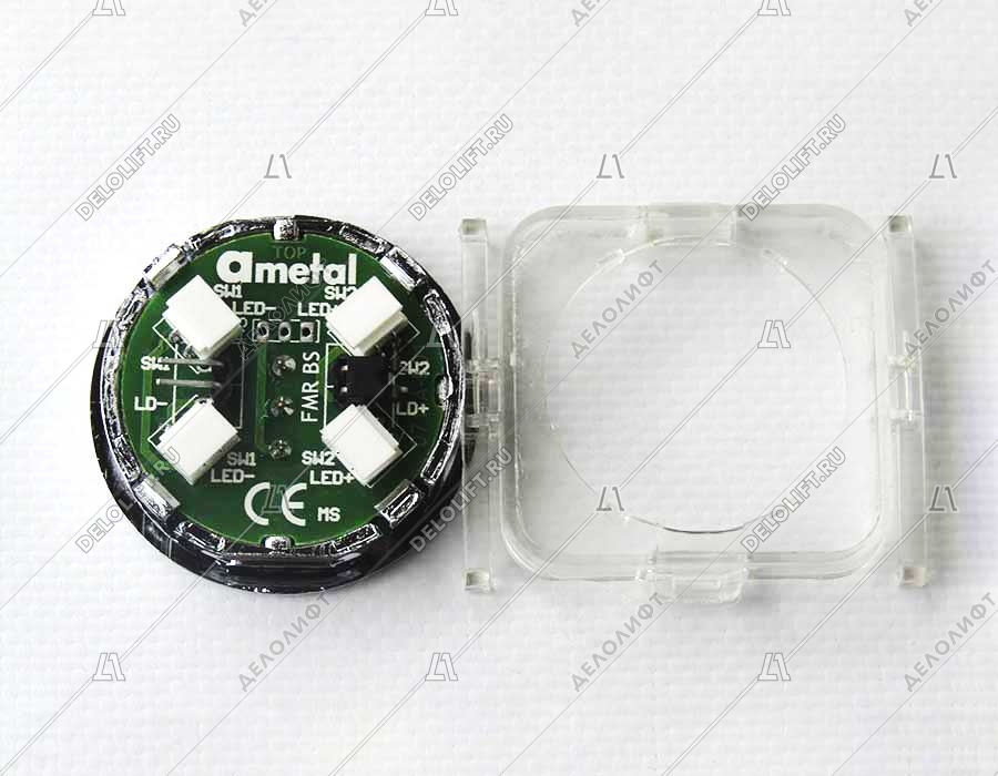 Кнопка приказа, круглая, "11" FMR BS, красная подсветка, с брайлем