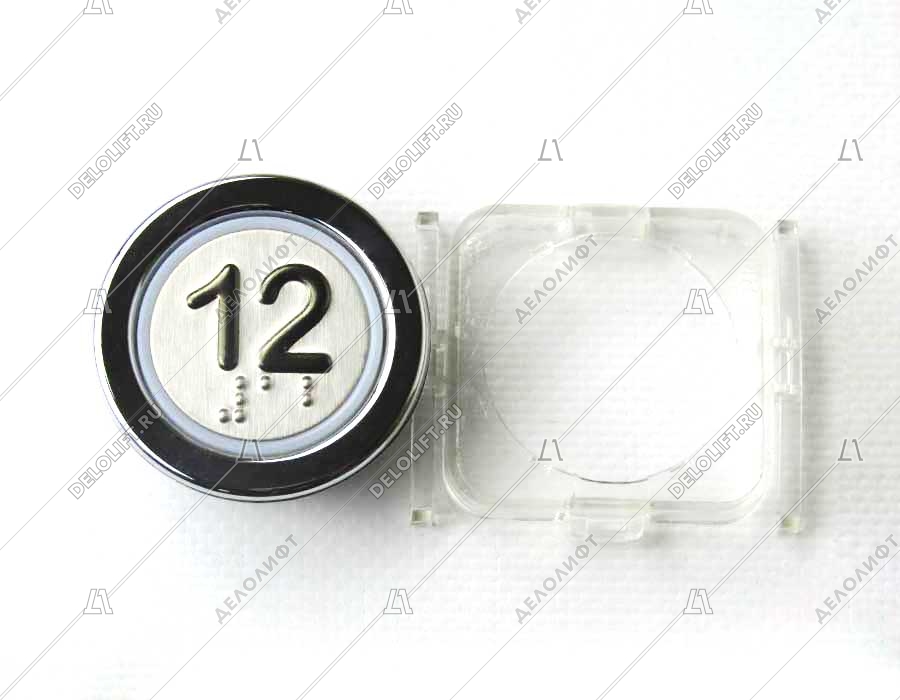 Кнопка приказа, круглая, "12" FMR BS, красная подсветка, с брайлем