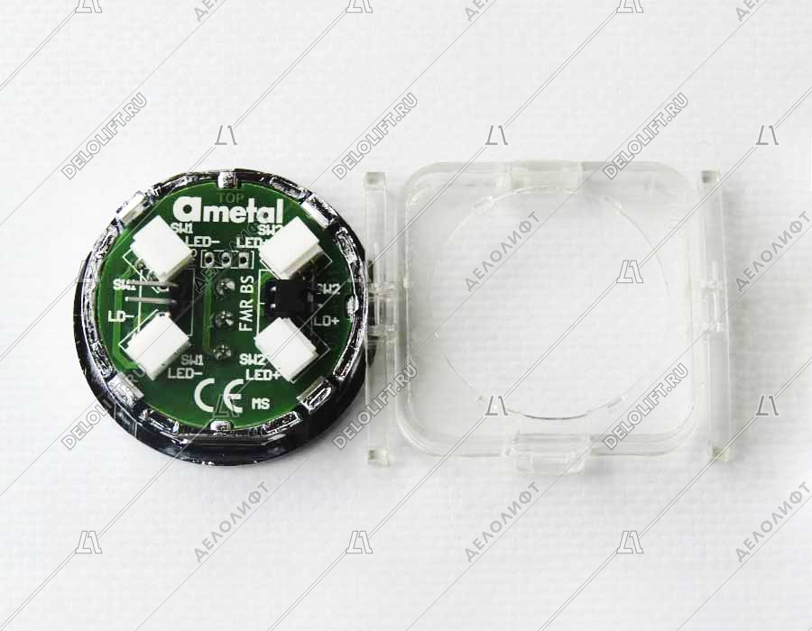 Кнопка приказа, круглая, "12" FMR BS, красная подсветка, с брайлем