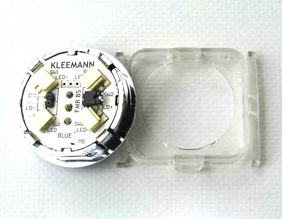 Кнопка приказа, круглая, "10" FMR BS, синяя подсветка, с брайлем