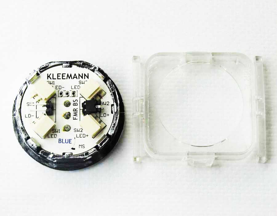 Кнопка приказа, круглая, "10" FMR BS, синяя подсветка, с брайлем