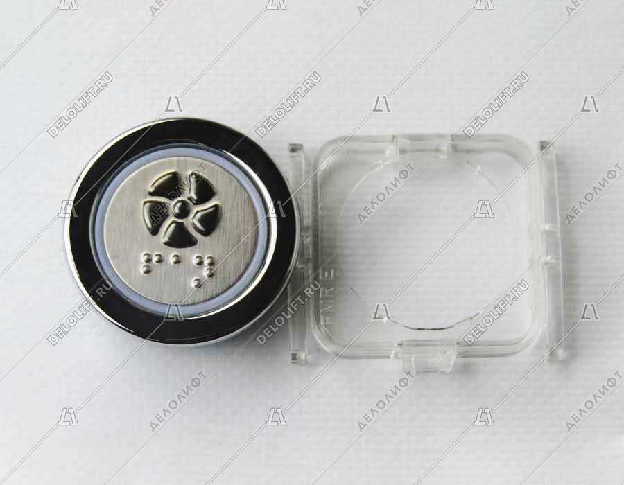 Кнопка приказа, круглая, "вентиляция" FMR BS, красная подсветка, с брайлем