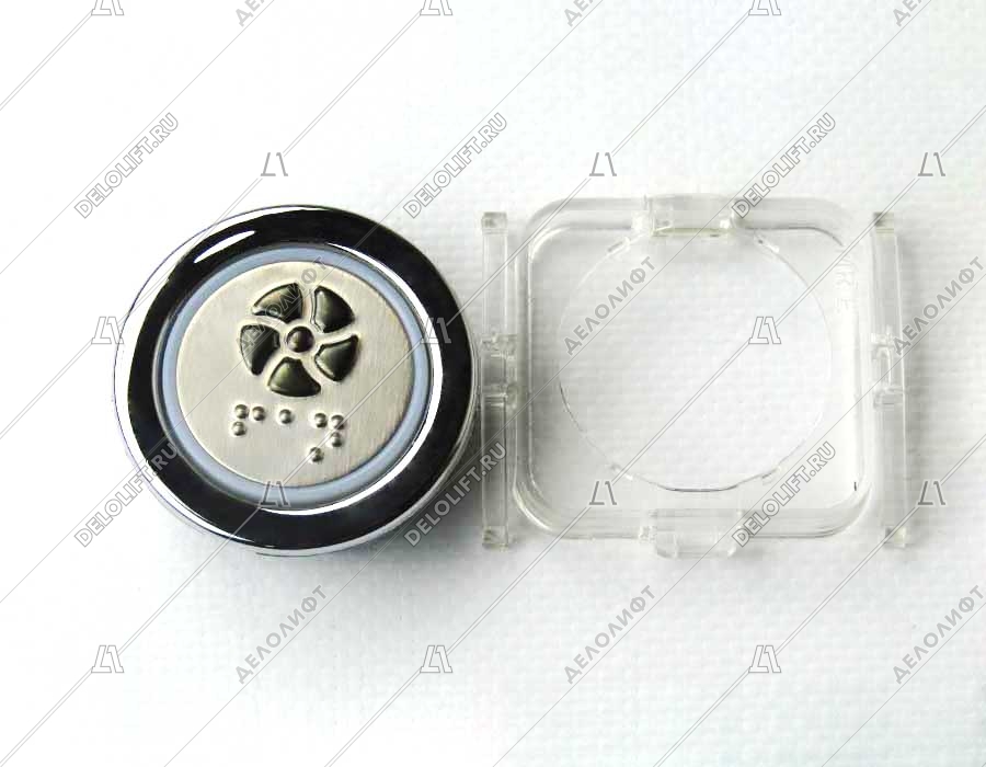 Кнопка приказа, круглая, "вентиляция" FMR BS, синяя подсветка, с брайлем