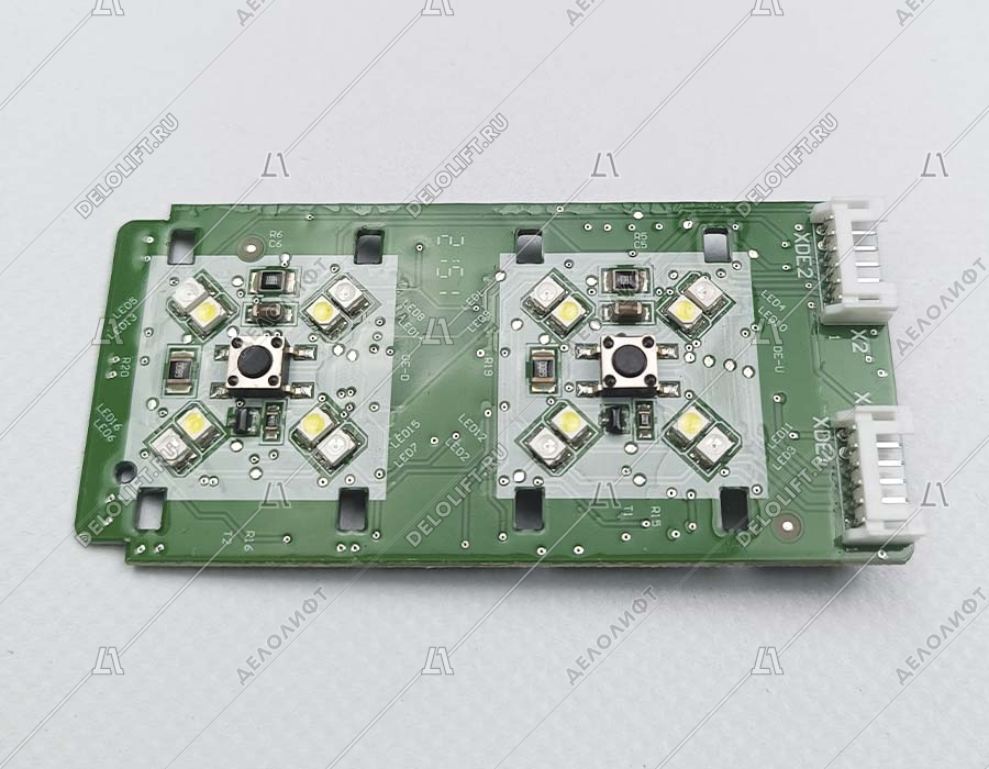 Плата вызывного поста, на две кнопки, двойная индикация (красная и белая)