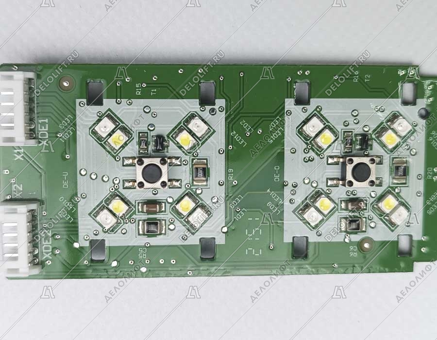 Плата вызывного поста, на две кнопки, двойная индикация (красная и белая)