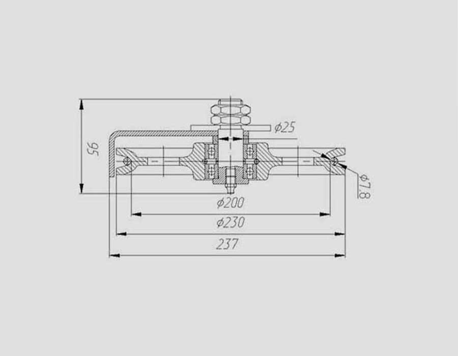 Блок натяжного устройства ограничителя скорости, D - 230 мм, d каната - 7,8 мм