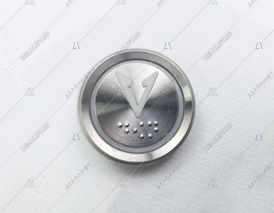 Кнопка вызова/приказа, BST, стрелка вниз, белый символ, красная подсветка, с Брайлем