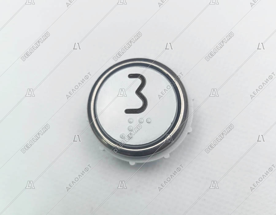 Кнопка вызова/приказа, ВК-33-5Б, 3 этаж, красная подсветка, с Брайлем (разъем MLB)