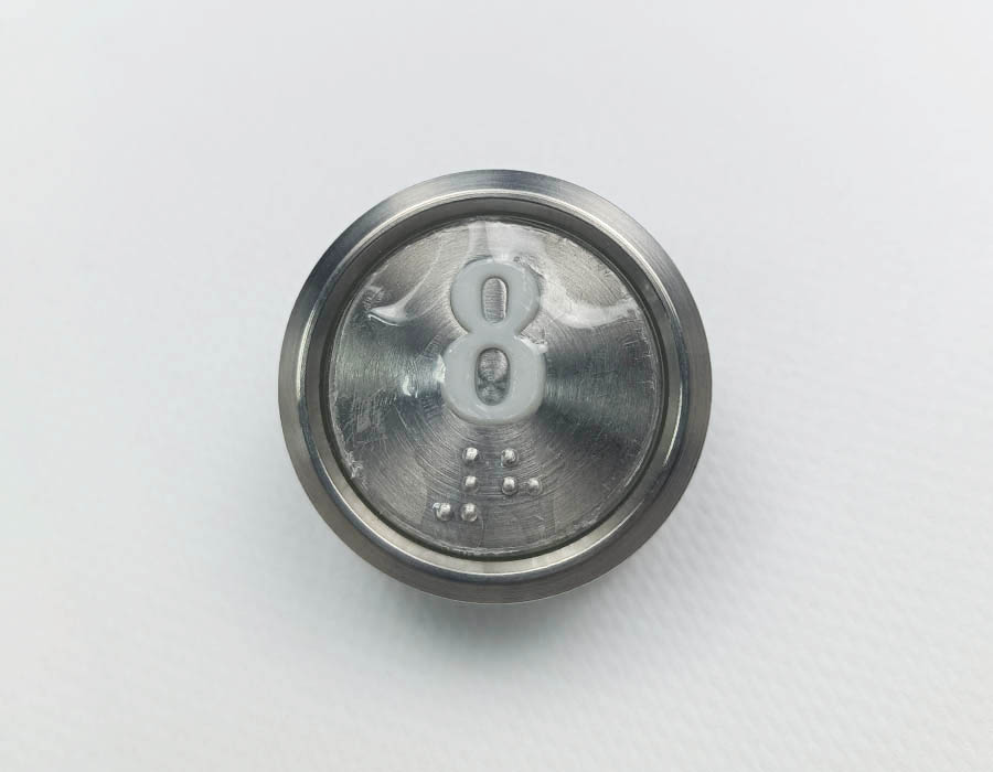 Кнопка вызова/приказа, BAS231, 8 этаж, с кодом Брайля, белая подсветка