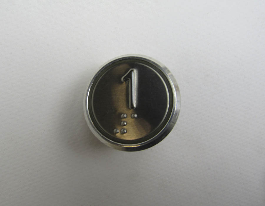 Кнопка вызова/приказа, К1-01-К, 1 этаж, красная подсветка, с Брайлем, ELM