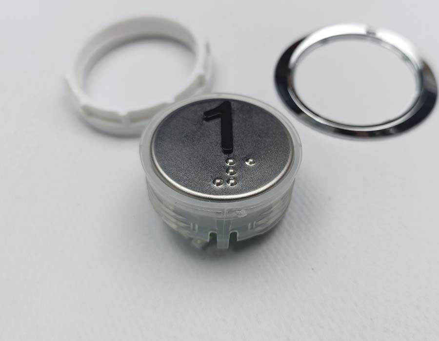 Кнопка вызова/приказа, Venus, 1 этаж, с кодом Брайля, синяя подсветка (разъем MLC)