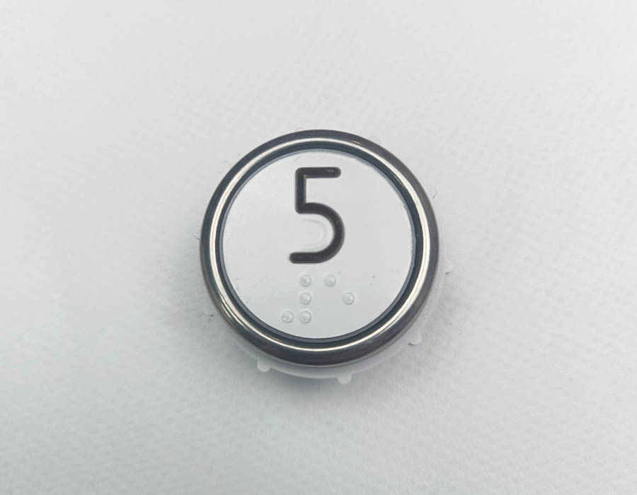 Кнопка вызова/приказа, ВК-33-5Б, 5 этаж, красная подсветка, с Брайлем (разъем MLB)