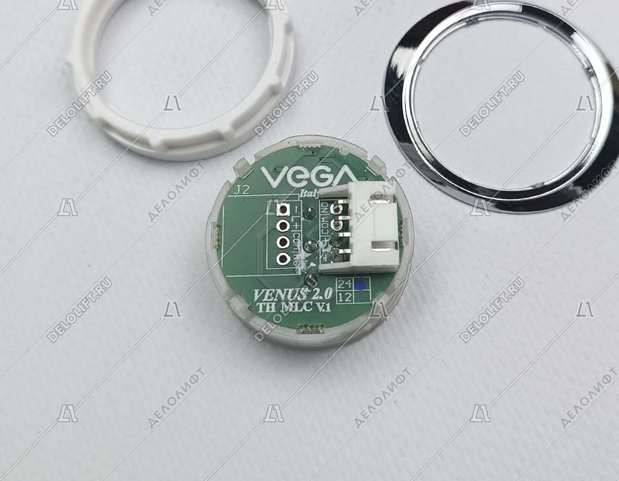 Кнопка вызова/приказа, Venus, 2 этаж, с кодом Брайля, синяя подсветка (разъем MLC)