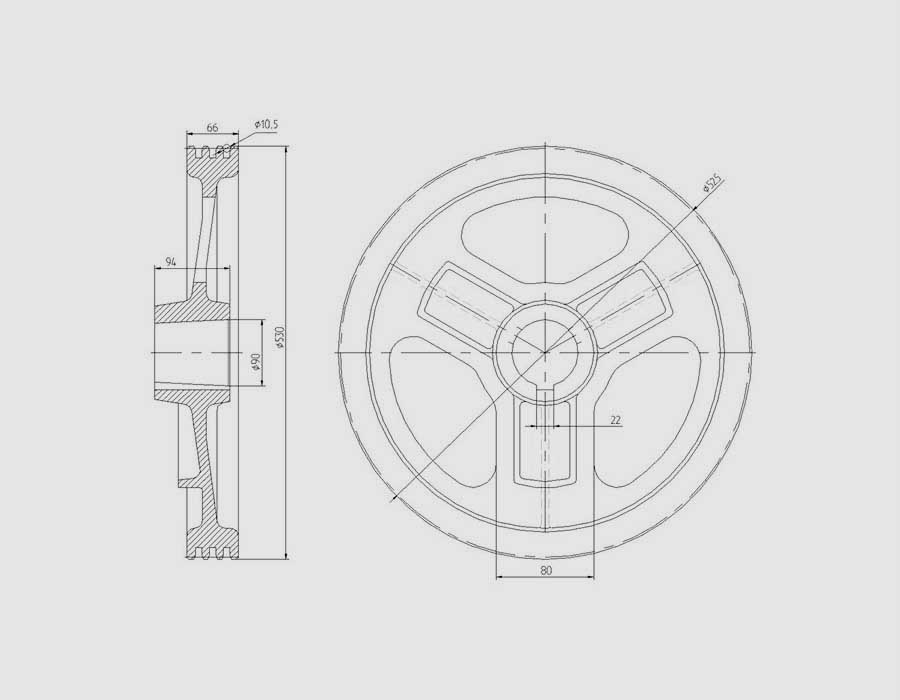 Канатоведущий шкив (КВШ), УТМ, 525х3х10,5