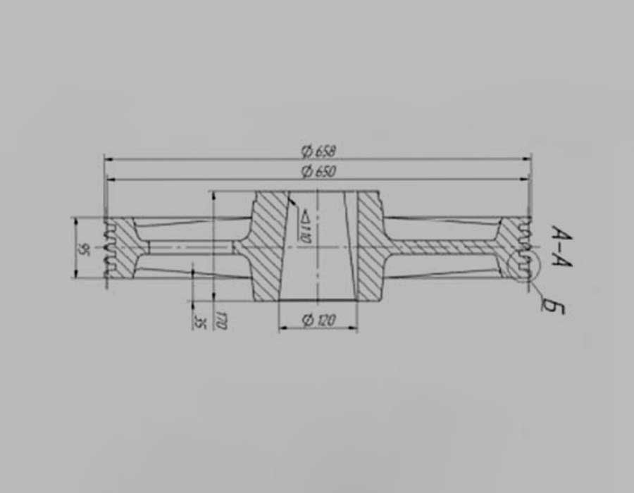 Канатоведущий шкив (КВШ), 650х4х12, d - 120 мм