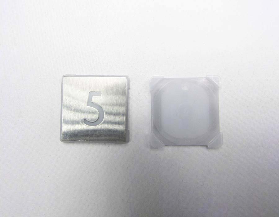 Нажимной элемент кнопки, знак 5, квадратный, шлифованный
