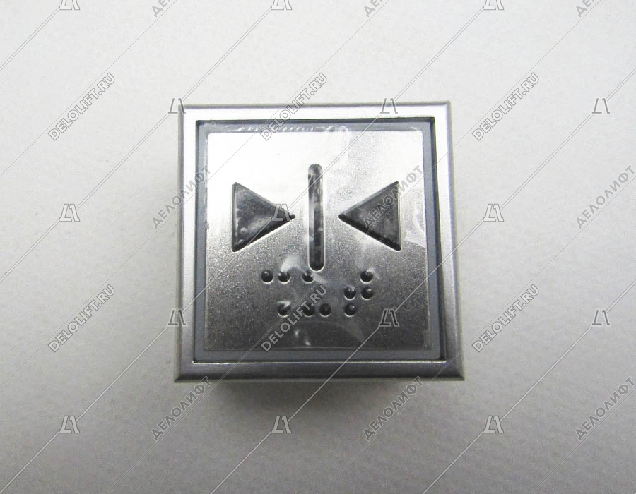 Кнопка вызова/приказа, тип KT40 STEP C, 40х40 мм, закрытие, глубина 25 мм, голубая подсветка, с Брайлем (европейский вариант)